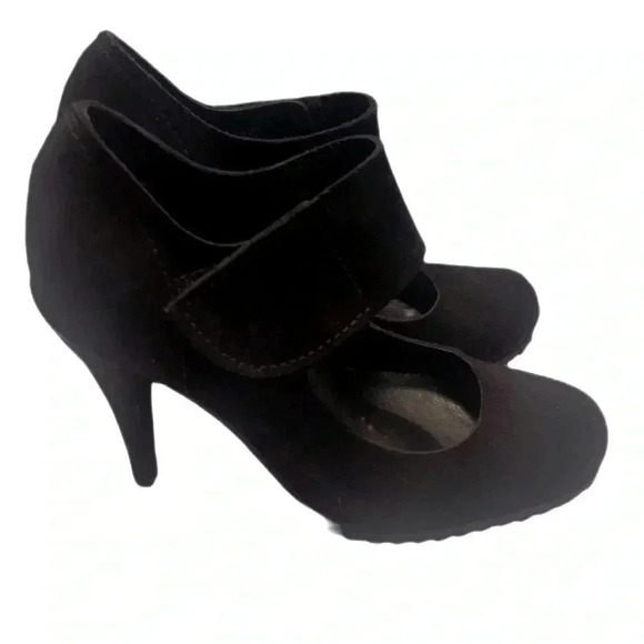 Pedro Garcia Black suede stylish day 2 nite platform Maryjane Velcro heel pump 8 - Picture 3 of 6